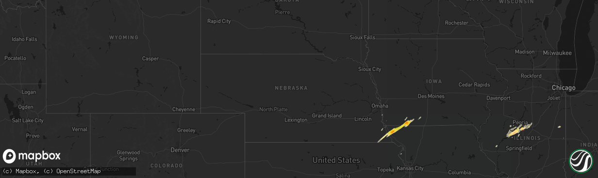 Hail map in Nebraska on April 3, 2026