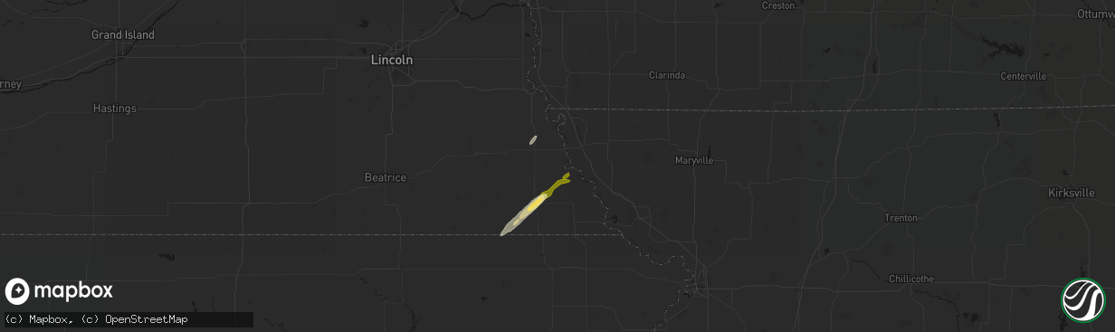 Hail map in Nemaha, NE on April 3, 2026