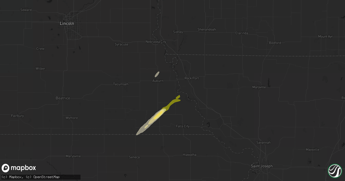 Hail map in Nemaha, NE on April 3, 2026