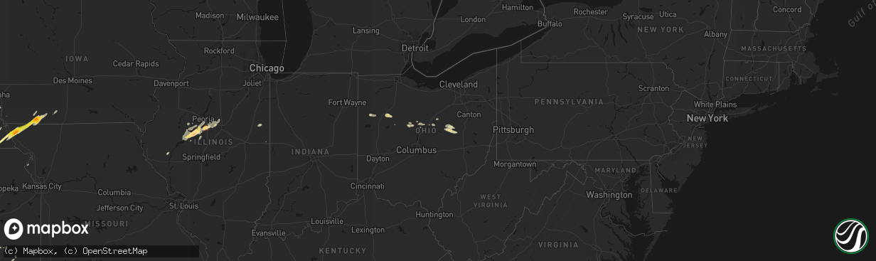 Hail map in Ohio on April 3, 2026