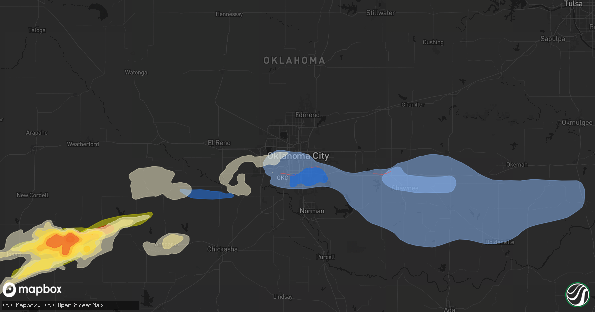 Hail map in Oklahoma City, OK on April 3, 2026