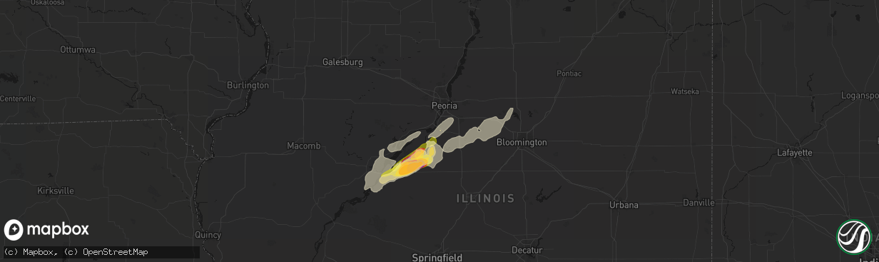 Hail map in Pekin, IL on April 3, 2026