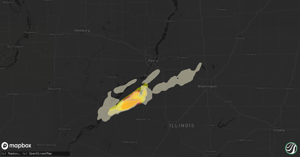 Hail map in Pekin, IL on April 3, 2026