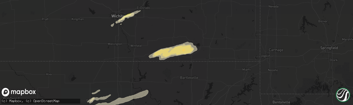 Hail map in Sedan, KS on April 3, 2026