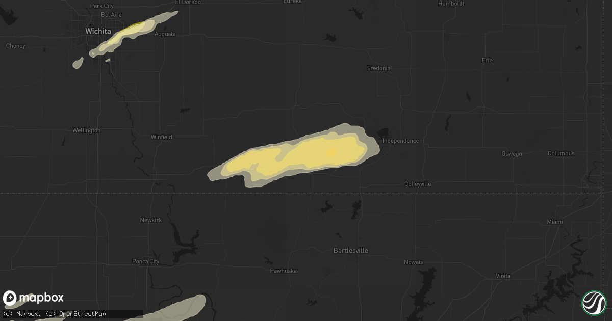 Hail map in Sedan, KS on April 3, 2026