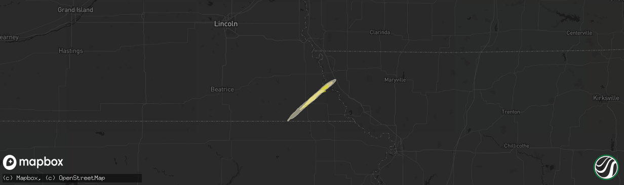 Hail map in Stella, NE on April 3, 2026