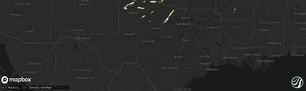 Hail map in Texas on April 3, 2026