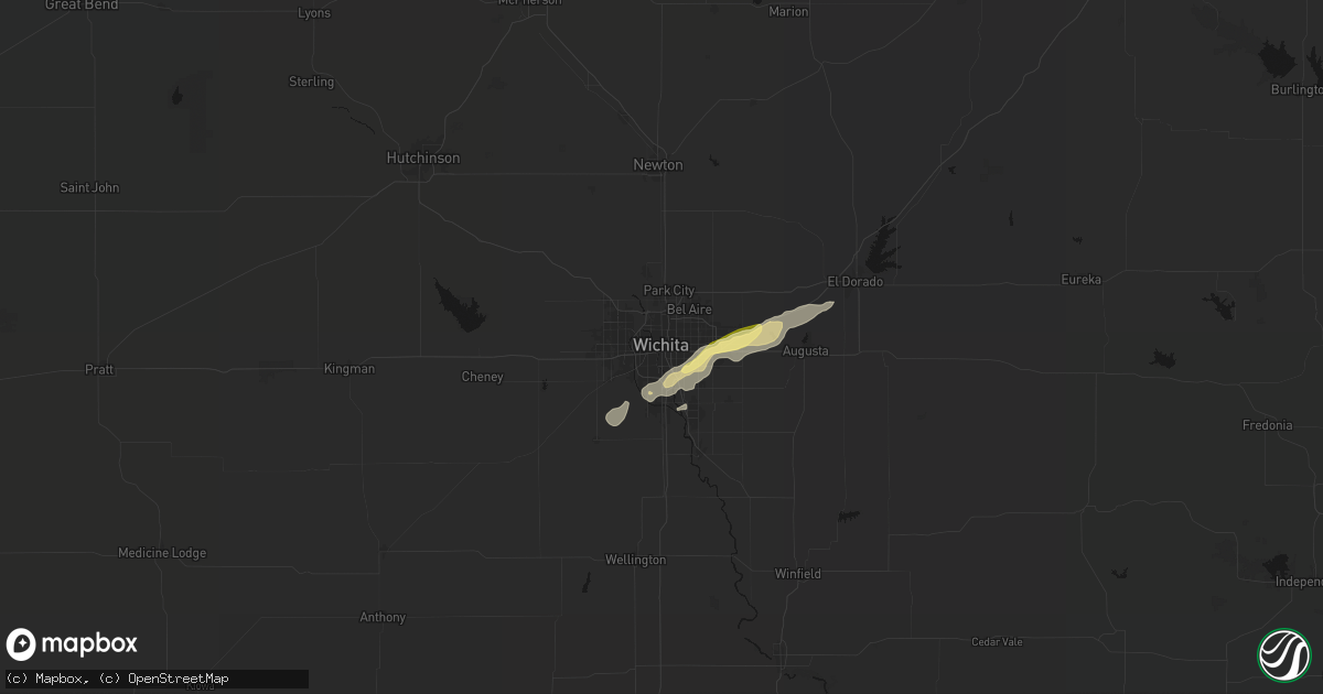 Hail map in Wichita, KS on April 3, 2026