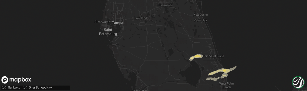 Hail map in Boca Raton, FL on April 4, 2013