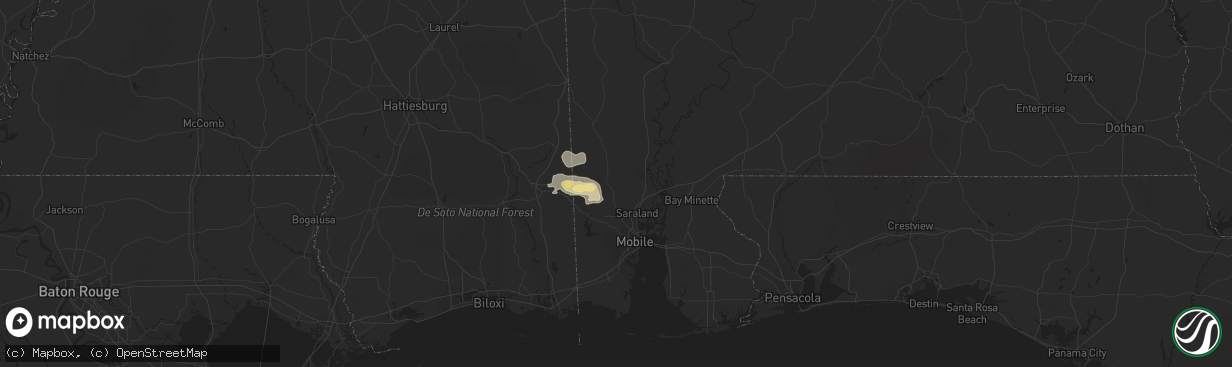 Hail map in Chunchula, AL on April 4, 2014