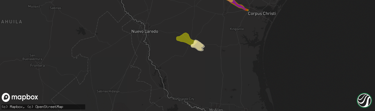 Hail map in Hebbronville, TX on April 4, 2014