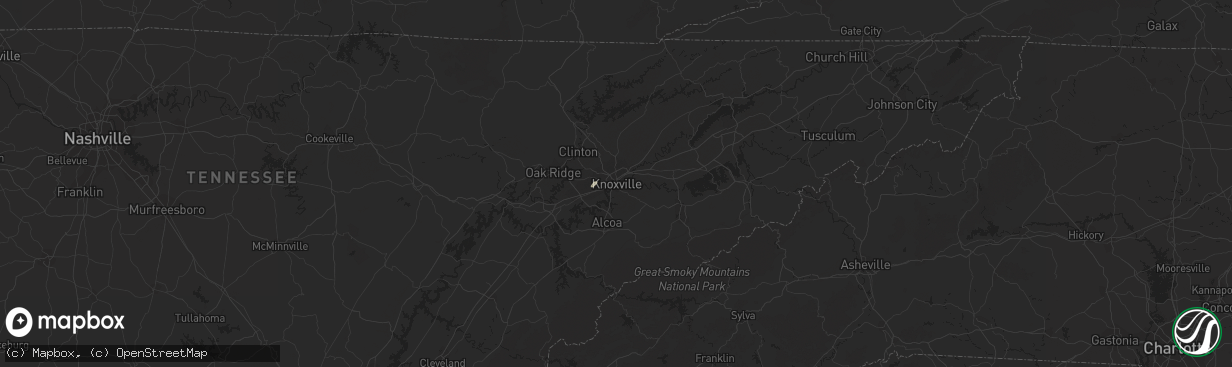 Hail map in Knoxville, TN on April 4, 2014