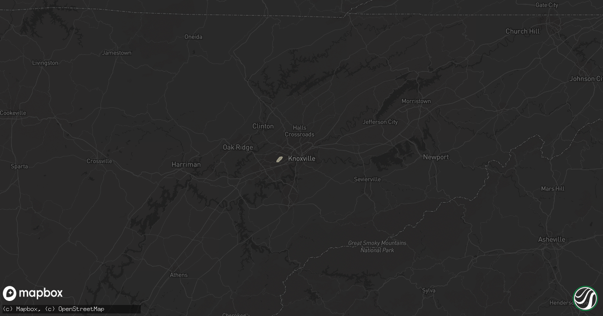 Hail map in Knoxville, TN on April 4, 2014