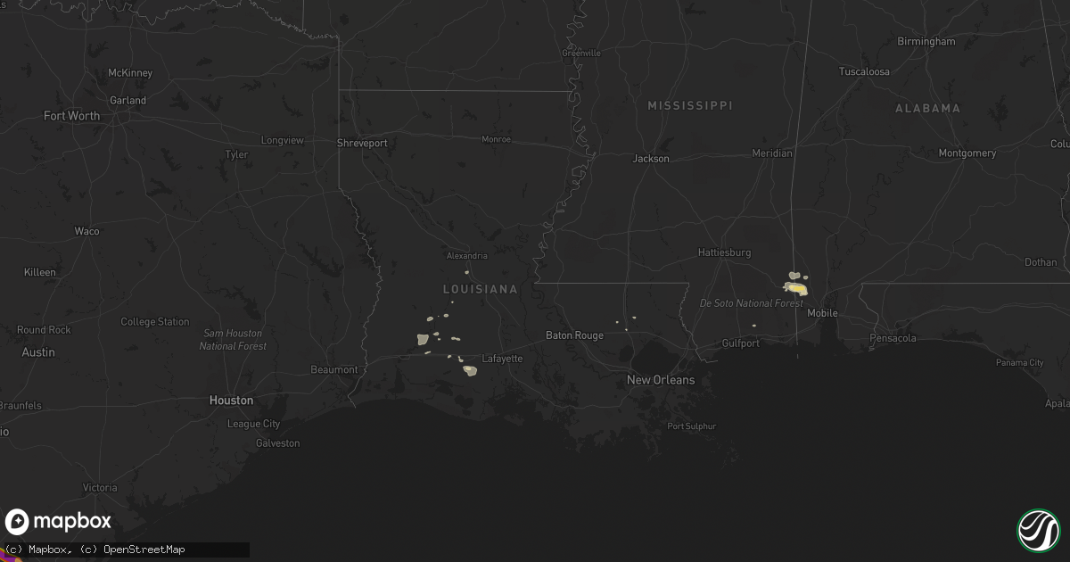 Hail map in Louisiana on April 4, 2014