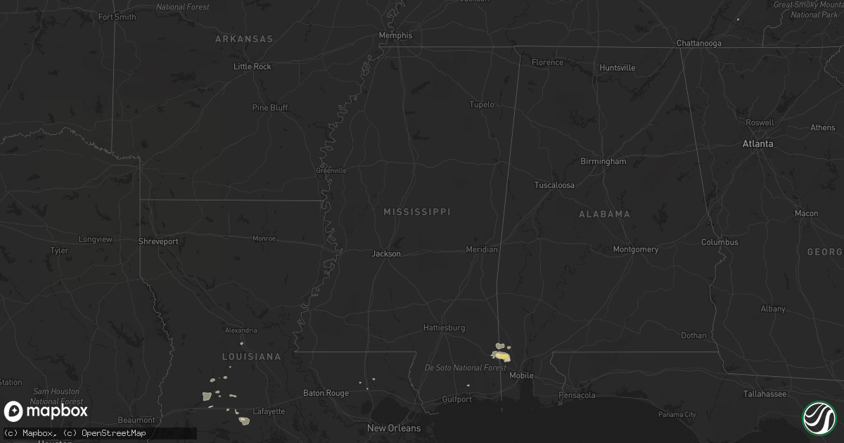 Hail map in Mississippi on April 4, 2014