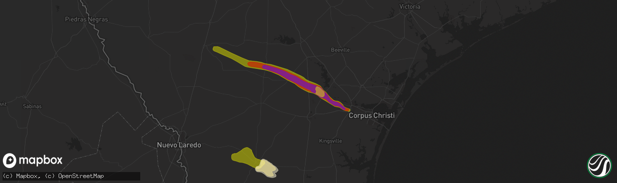 Hail map in Orange Grove, TX on April 4, 2014