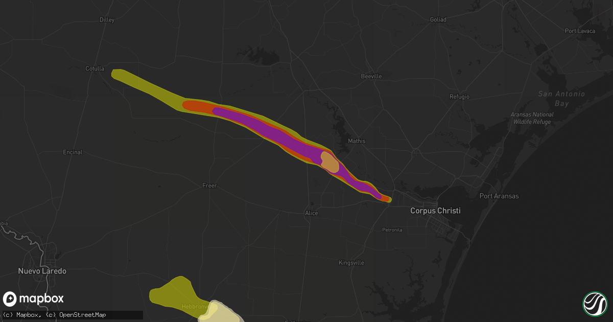 Hail map in Orange Grove, TX on April 4, 2014
