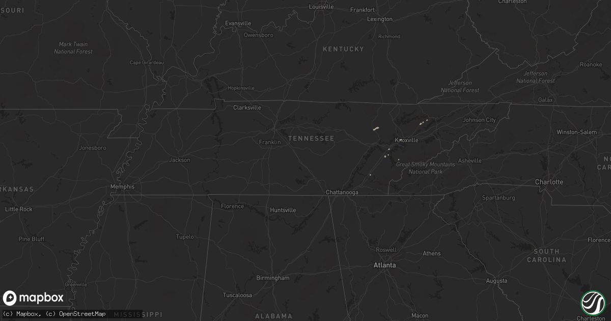 Hail map in Tennessee on April 4, 2014