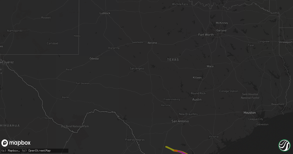 Hail map in Texas on April 4, 2014