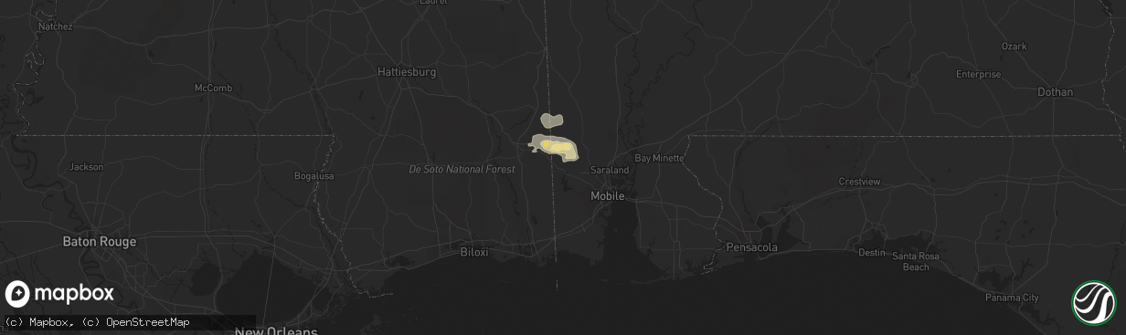 Hail map in Wilmer, AL on April 4, 2014