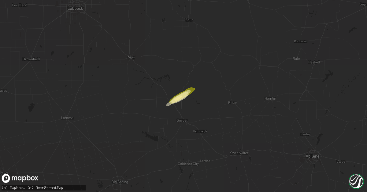 Hail map in Snyder, TX on April 4, 2015