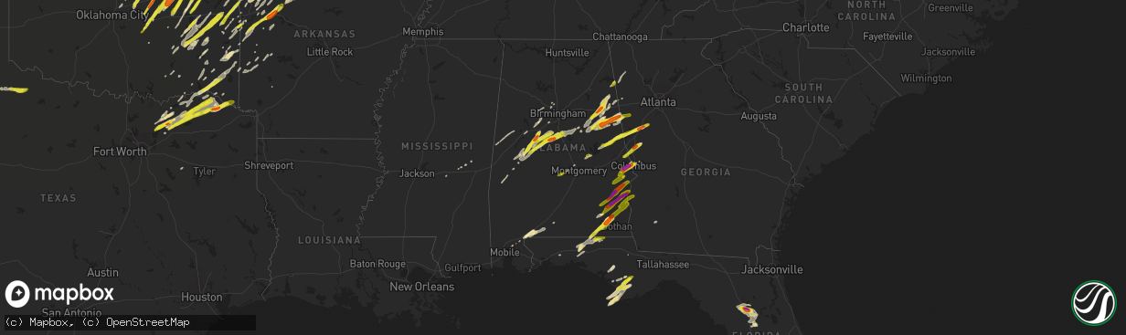 Hail map in Alabama on April 4, 2017