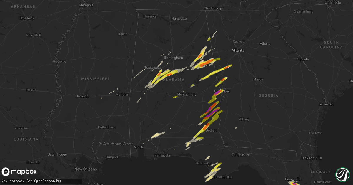 Hail map in Alabama on April 4, 2017