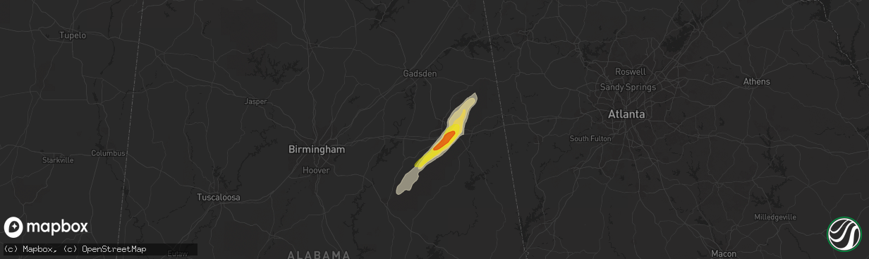 Hail map in Anniston, AL on April 4, 2017