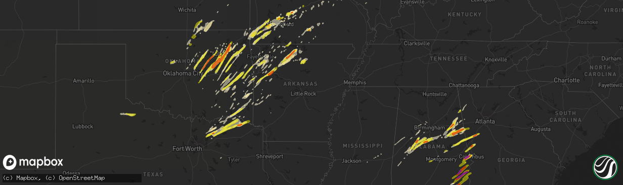 Hail map in Arkansas on April 4, 2017