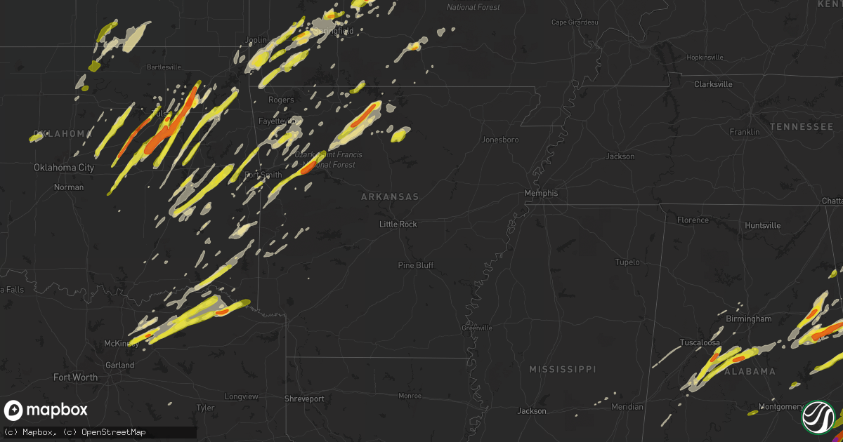Hail map in Arkansas on April 4, 2017
