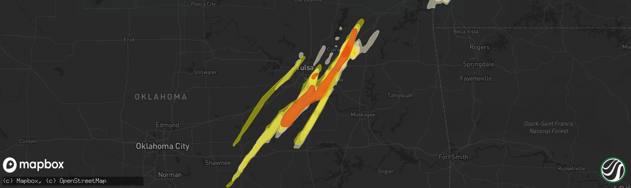 Hail map in Bixby, OK on April 4, 2017