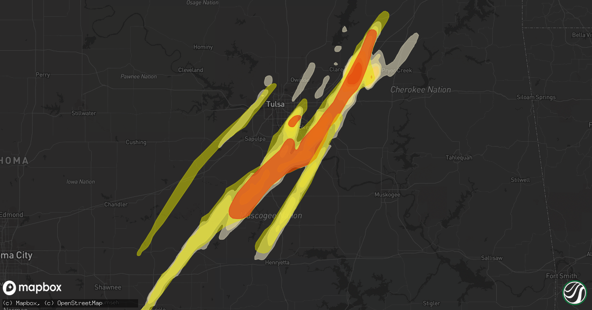 Hail map in Bixby, OK on April 4, 2017