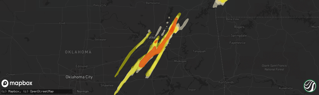 Hail map in Broken Arrow, OK on April 4, 2017