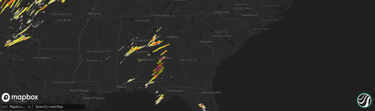 Hail map in Georgia on April 4, 2017