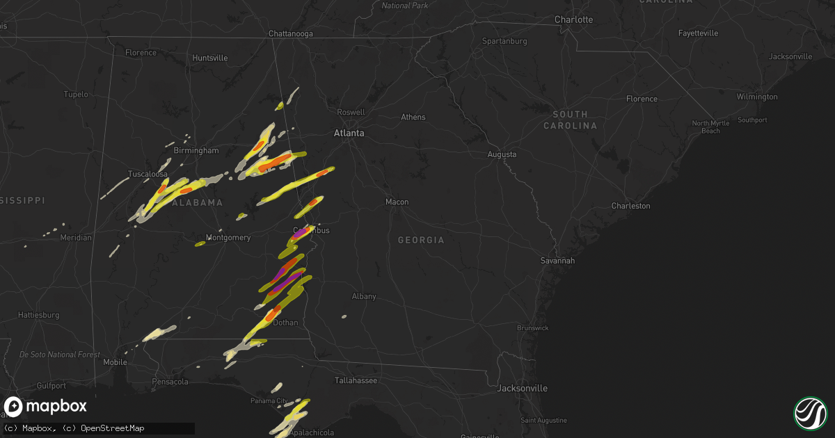 Hail map in Georgia on April 4, 2017