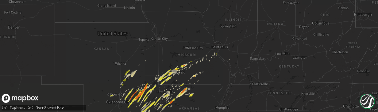 Hail map in Missouri on April 4, 2017