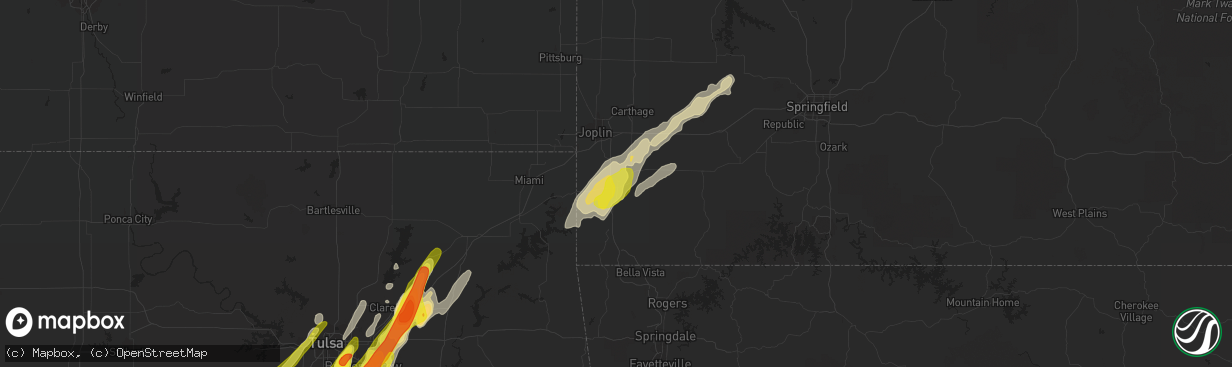 Hail map in Neosho, MO on April 4, 2017