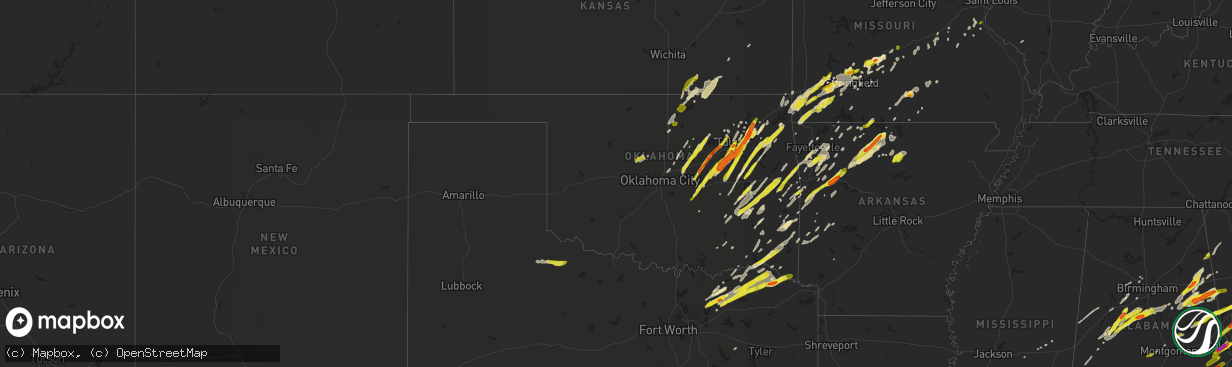 Hail map in Oklahoma on April 4, 2017