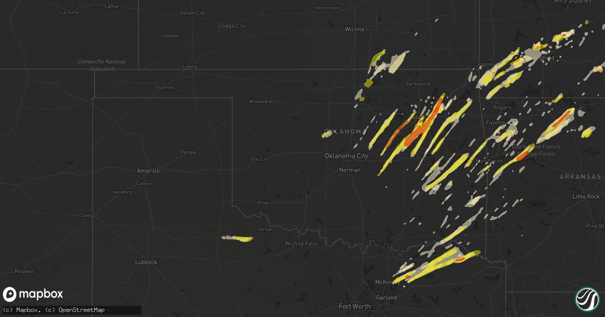 Hail map in Oklahoma on April 4, 2017