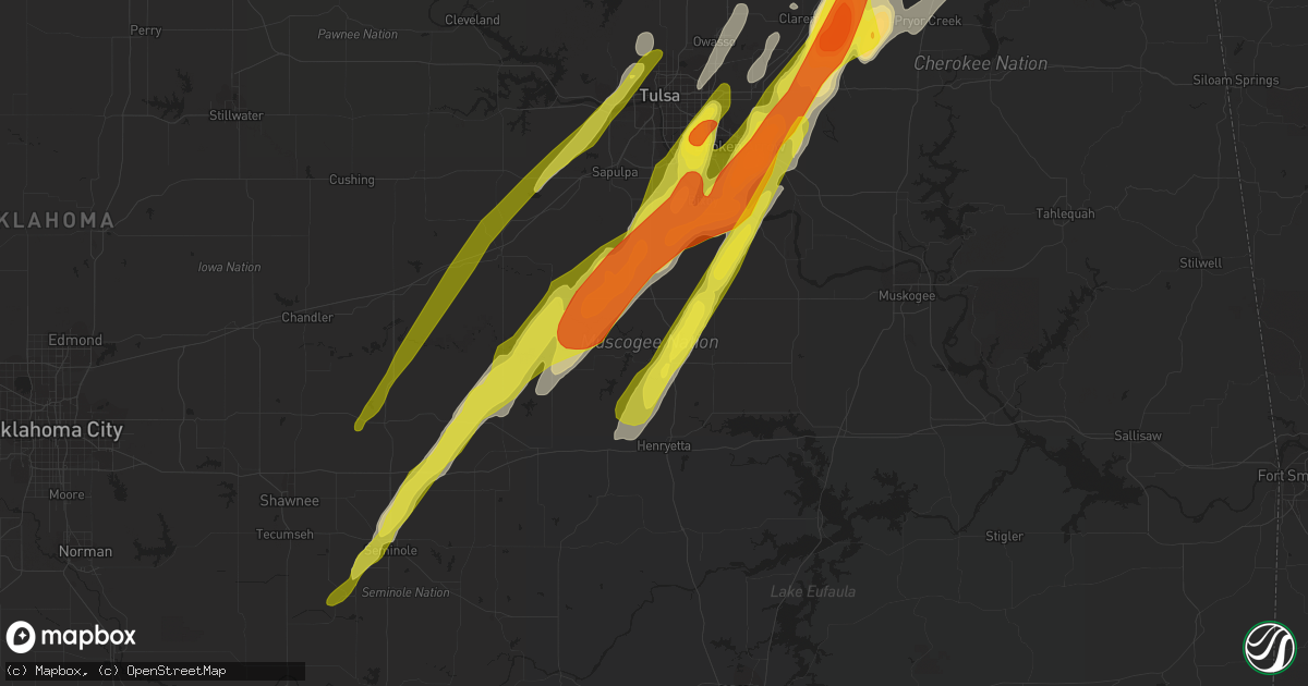 Hail map in Okmulgee, OK on April 4, 2017