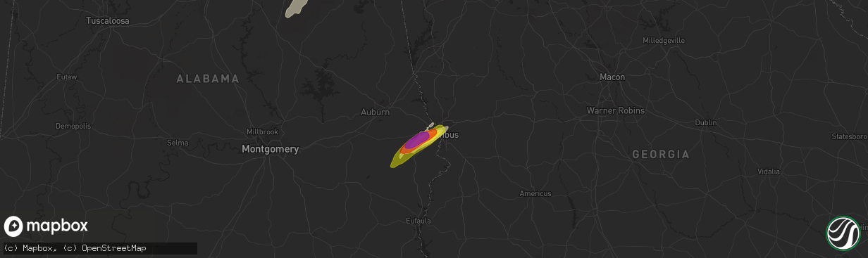 Hail map in Phenix City, AL on April 4, 2017