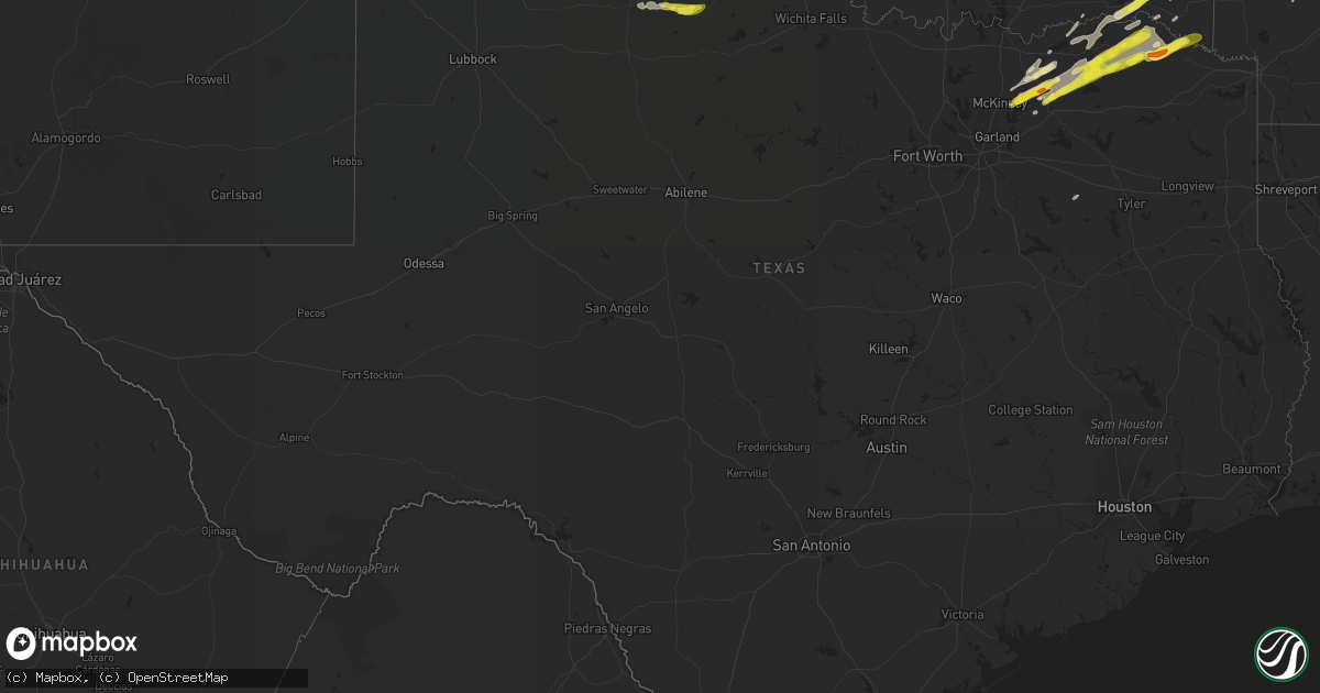 Hail map in Texas on April 4, 2017
