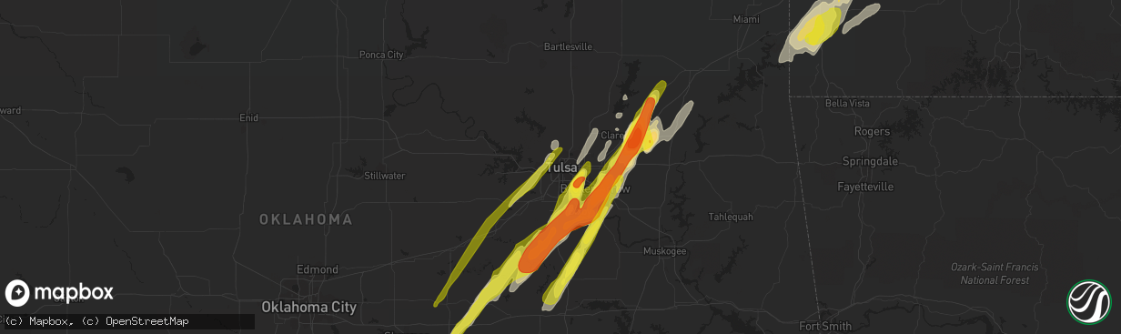 Hail map in Tulsa, OK on April 4, 2017