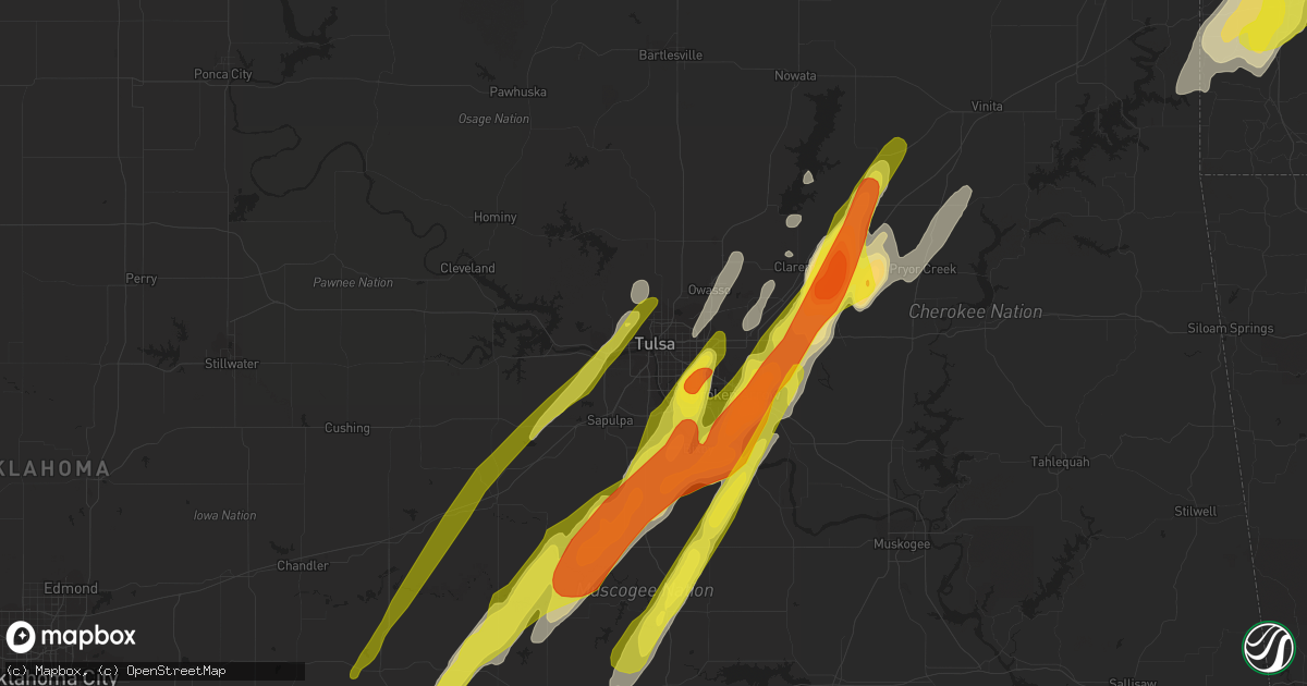 Hail map in Tulsa, OK on April 4, 2017