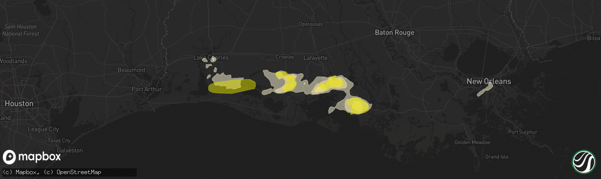 Hail map in Abbeville, LA on April 4, 2019