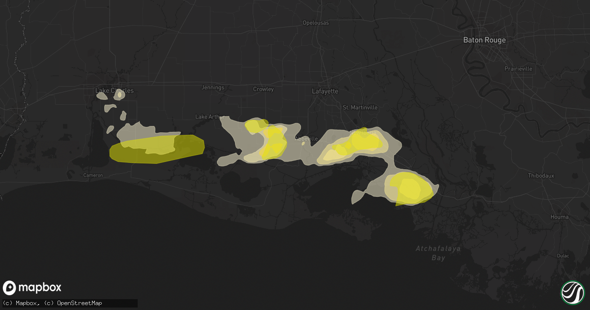 Hail map in Abbeville, LA on April 4, 2019