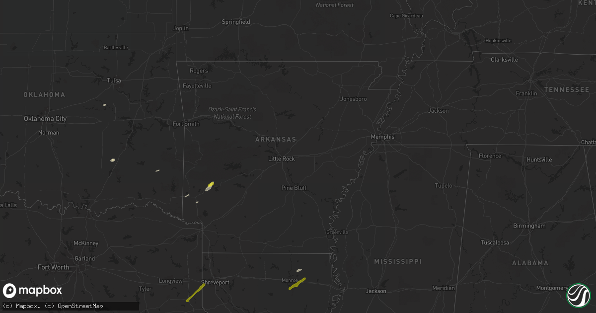 Hail map in Arkansas on April 4, 2019