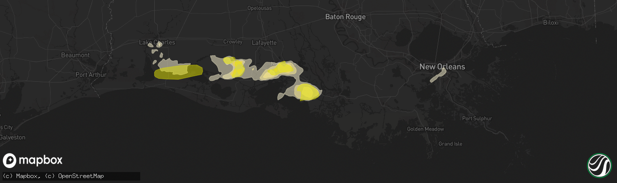 Hail map in Franklin, LA on April 4, 2019