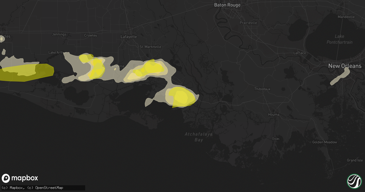 Hail map in Franklin, LA on April 4, 2019