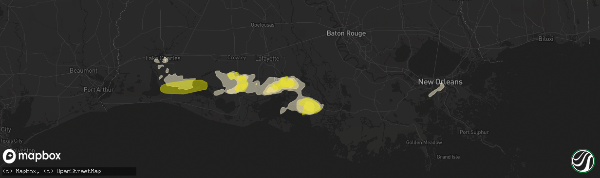 Hail map in Jeanerette, LA on April 4, 2019